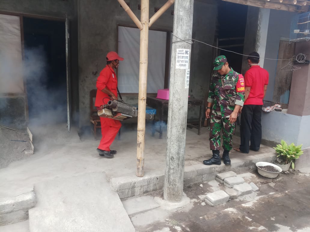 Cegah DBD Babinsa lakukan fogging di wilayahnya