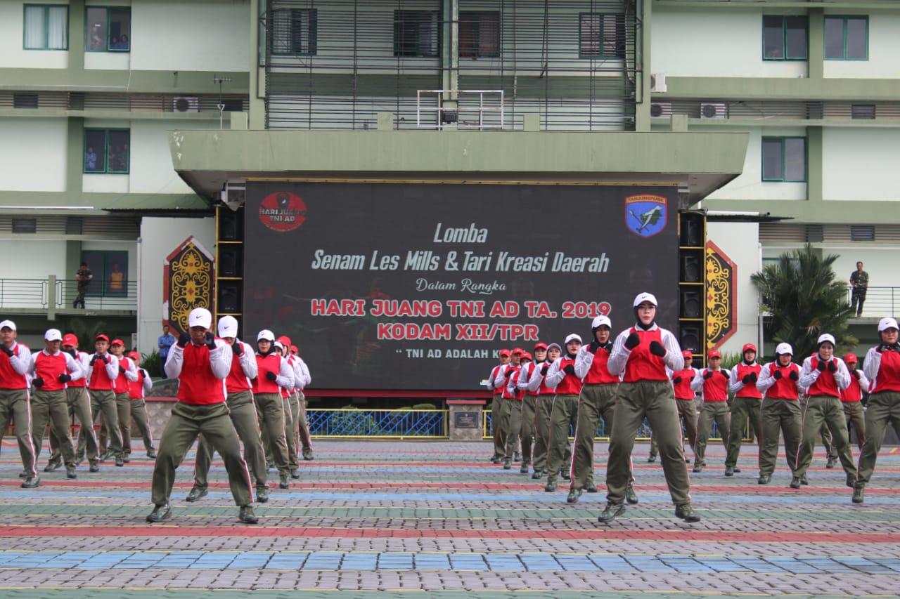 Peringati Hari Juang TNI AD, Kodam XII/Tpr Gelar Lomba Senam Les Mills dan Tari Kreasi Tingkat Daerah