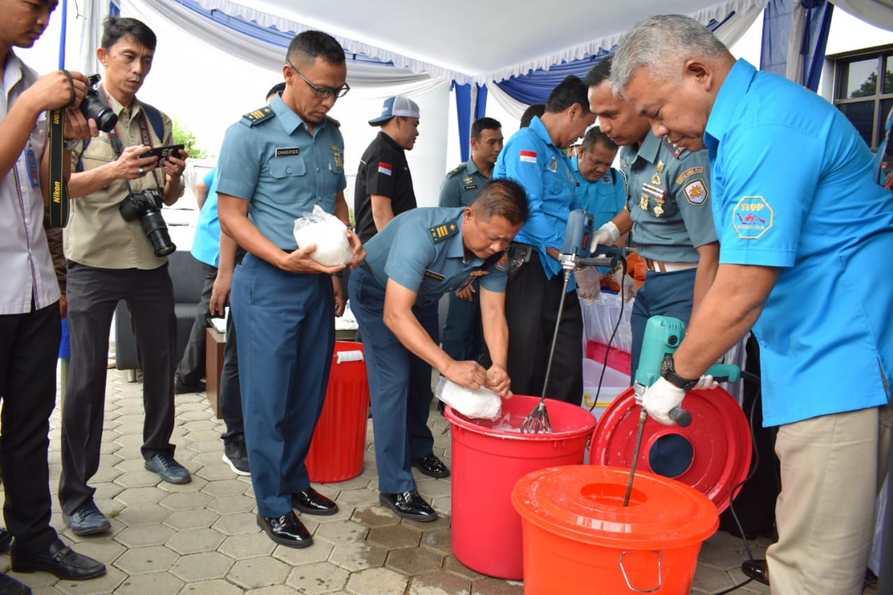 Pemusnahan Narkotika Hasil Ungkap TNI AL dan BNNP Sumsel