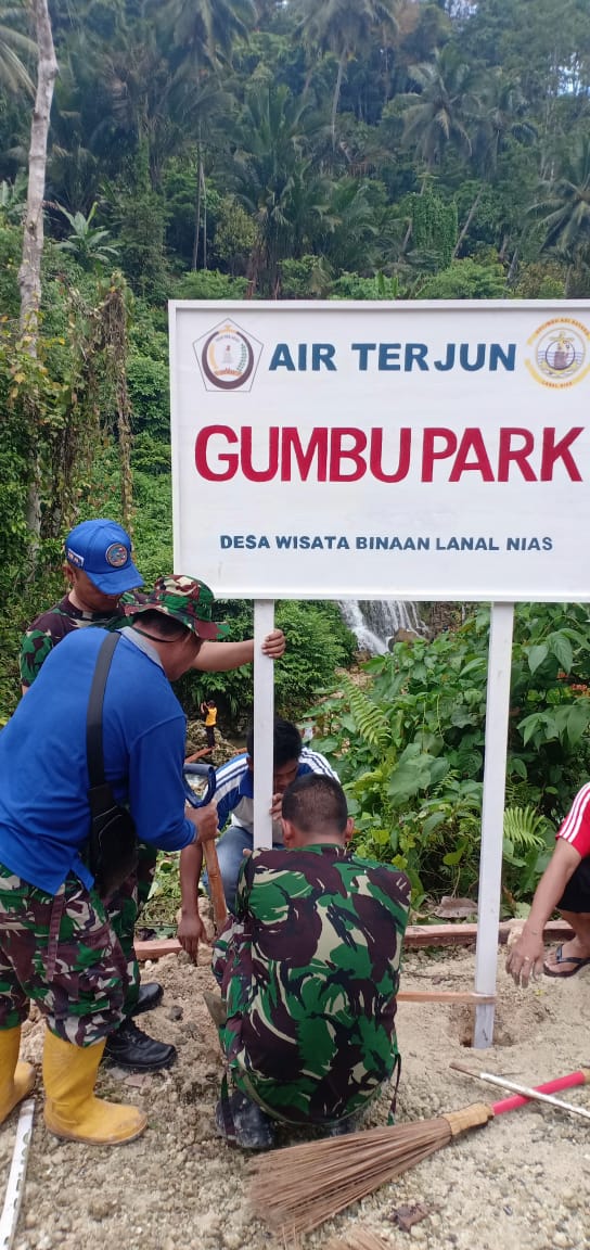 Sambut Hari Dharma Samudera, Lanal Nias Gelar Karya Bakti di Lokasi Wisata Air Terjun Gumbu Park