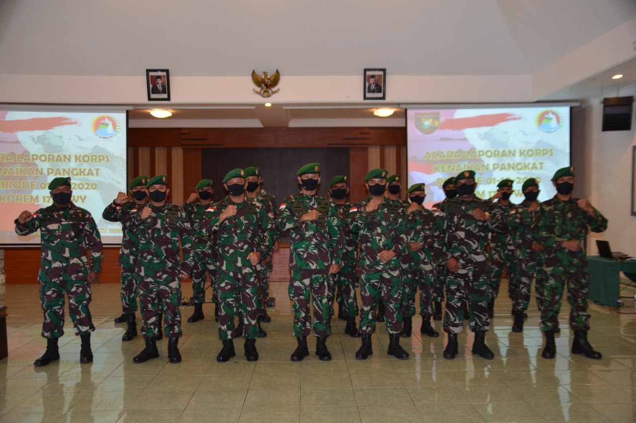 Danrem Terima Laporan Korps Kenaikan Pangkat 3 Pejabat Korem 172/PWY