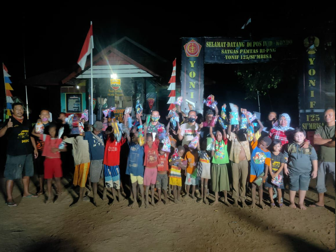 Gandeng Merauke Jeep Comunity, Satgas Yonif 125 Gelar Bakti Sosial