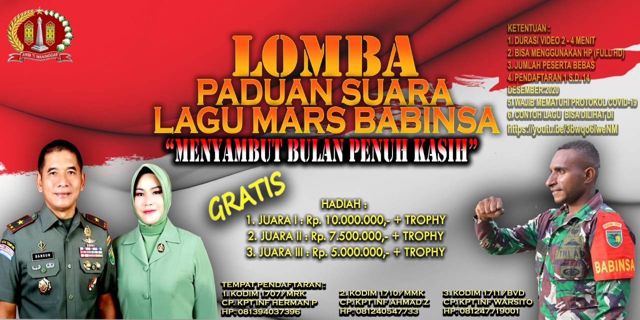 Danrem Merauke Ajak Masyarakat Papua Sambut Bulan Penuh Kasih Melalui Lomba Paduan Suara