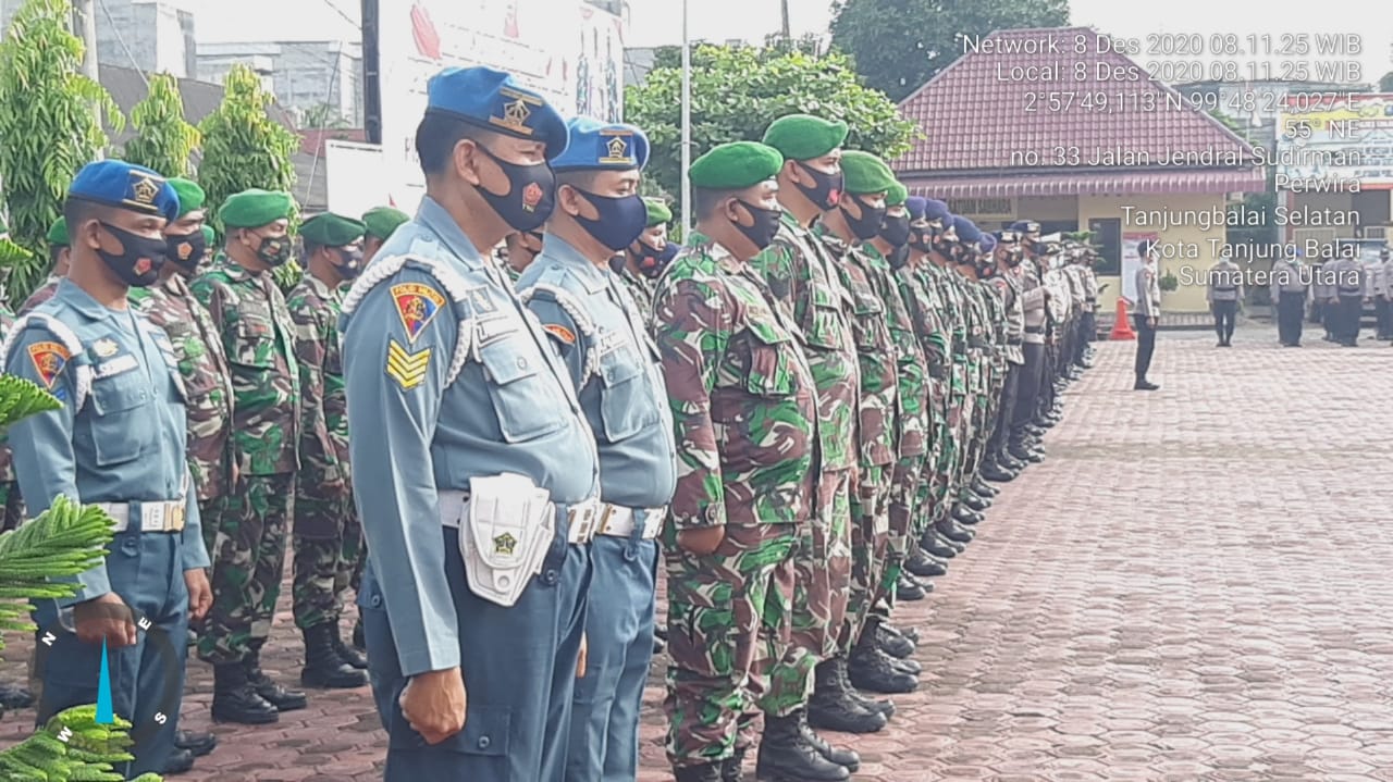 Kawal Pemilu Damai, Personel Jajaran Kodim 0208/Asahan Laksanakan Apel Pam TPS Di Polres Tanjung Balai