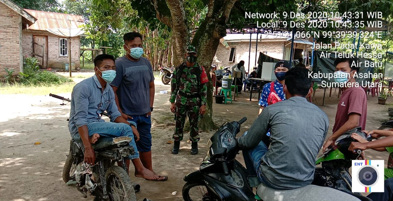 Melalui Komsos Personel Jajaran Kodim 0208/Asahan Edukasi Covid-19 Saat Pelaksanaan Pencoblosan Pilkada