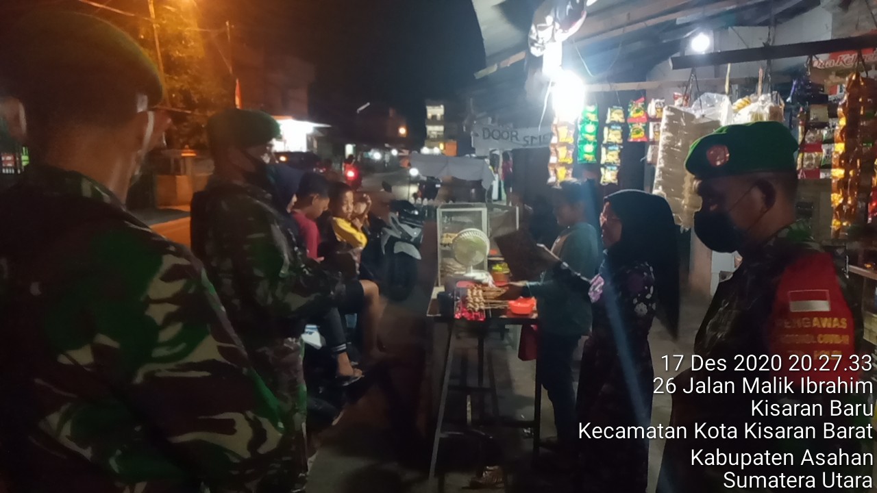 Personel Siaga Makodim 0208/Asahan Gelar Patroli Malam Sasar Tempat Keramaian