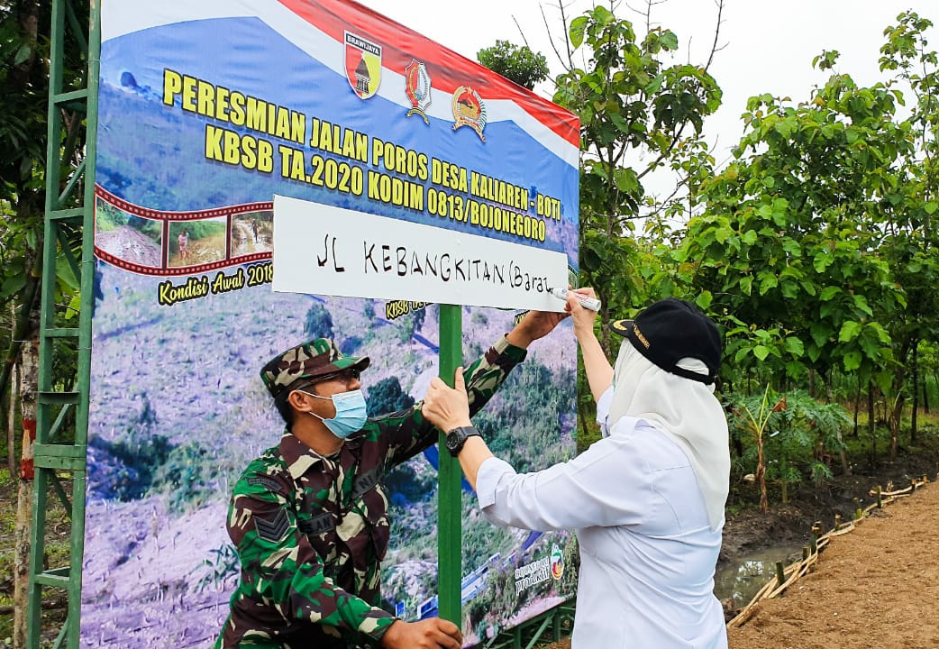 Pembangunan Jalan Poros Hasil KBSB Kodim 0813 Bojonegoro Diresmikan