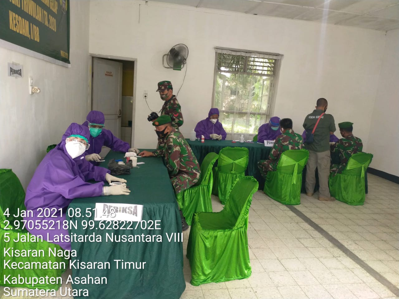 Kodim 0208/Asahan Gelar Pemeriksaan Rapid Test Covid-19 Personil Militer/PNS di Rumkit Ban 01.08.01 Kisaran