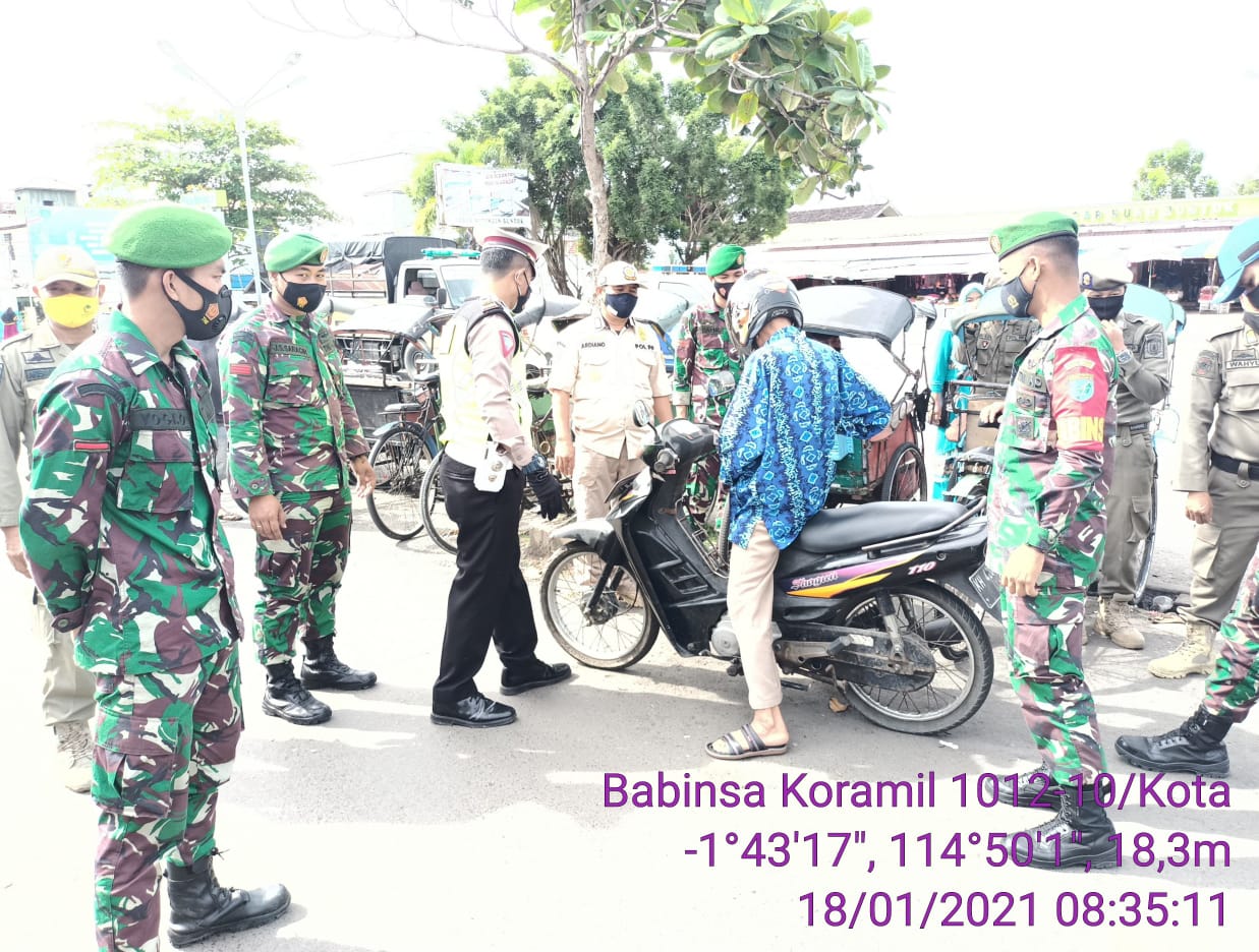 Sasar Tempat Keramaian, Koramil Kota Laksanakan Operasi Penegakkan Disiplin Protokol Kesehatan