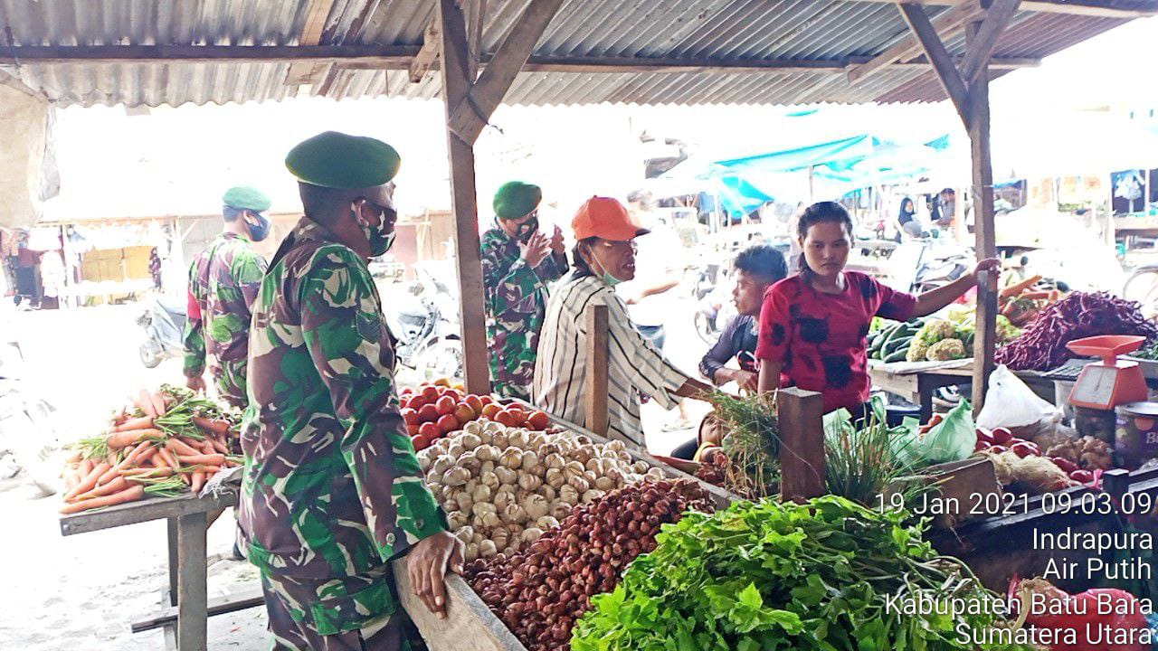 Di Pajak Delima Personel Jajaran Kodim 0208/Asahan Laksanakan Pengamanan Disiplin Mandiri Covid-19