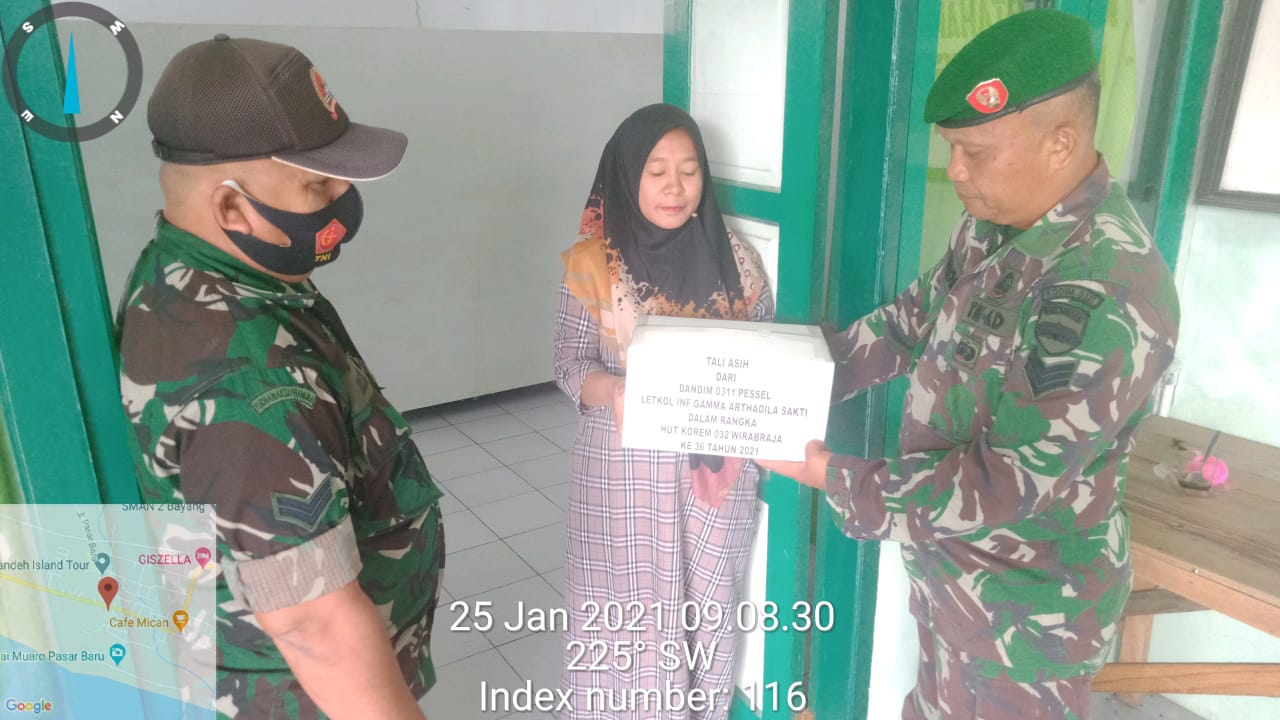 HUT Ke-36 Korem 032/WBR Kodim 0311/Pessel Salurkan Tali Asih