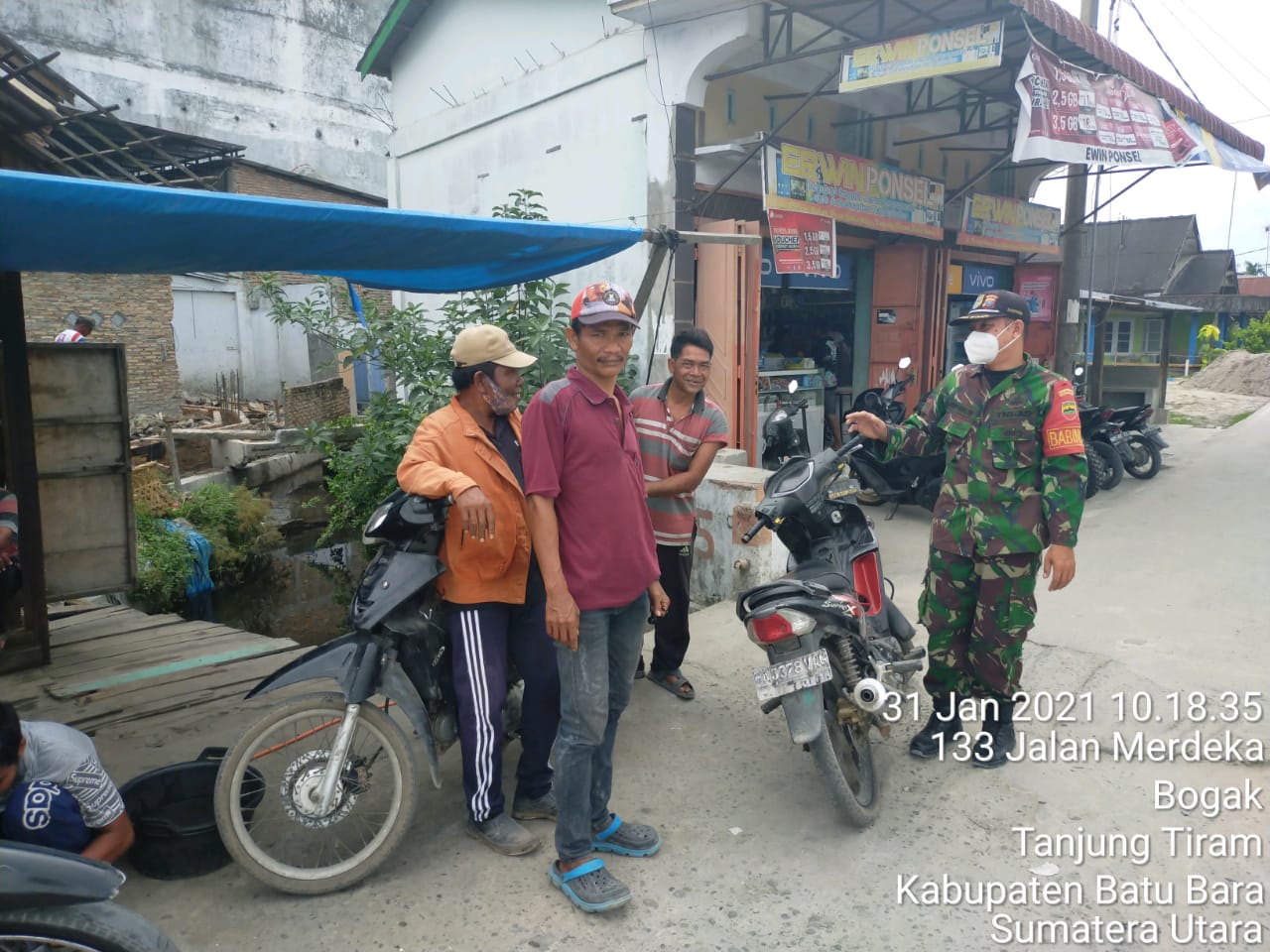 Gencar Himbau Protokol Kesehatan Oleh Personel Jajaran Kodim 0208/Asahan Diwilayah Binaan