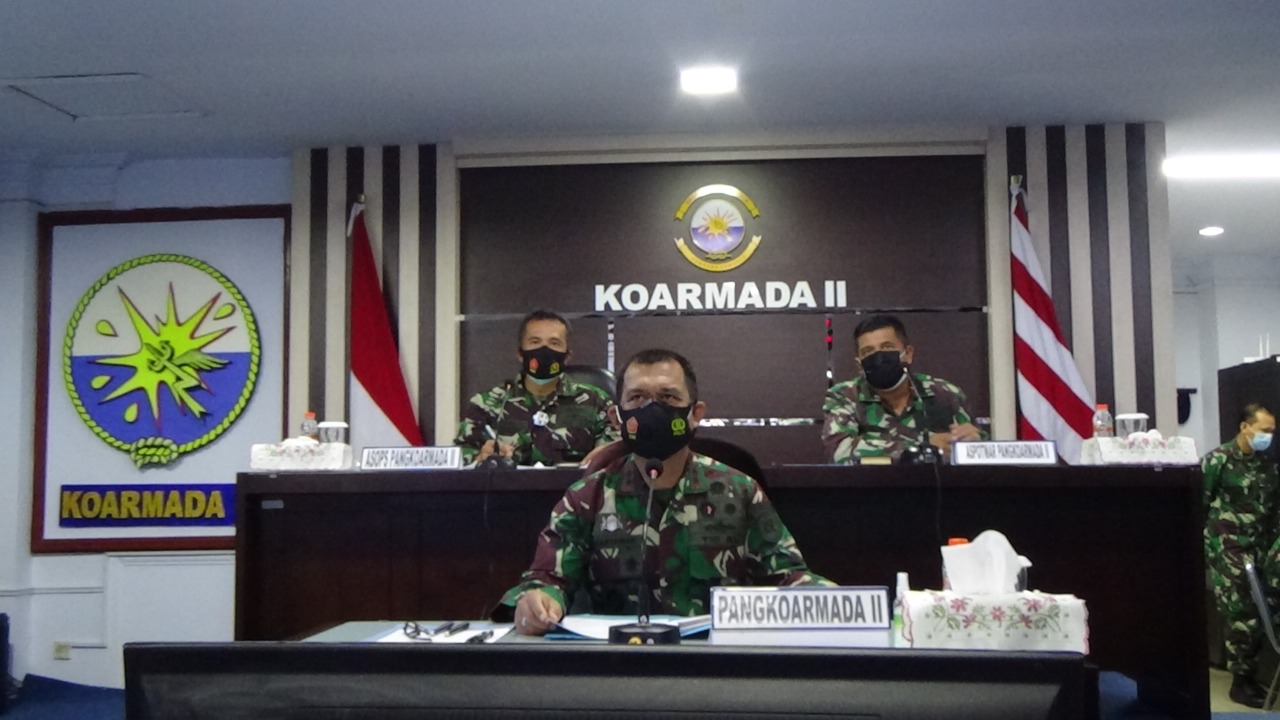 Pangkoarmada II Ikuti Rapat Koordinasi Penegakan Disiplin Protokol Kesehatan Bersama Panglima TNI