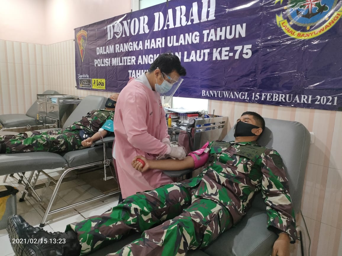 HUT Pomal Ke-75, Denpomal Lanal Banyuwangi Gelar Donor Darah