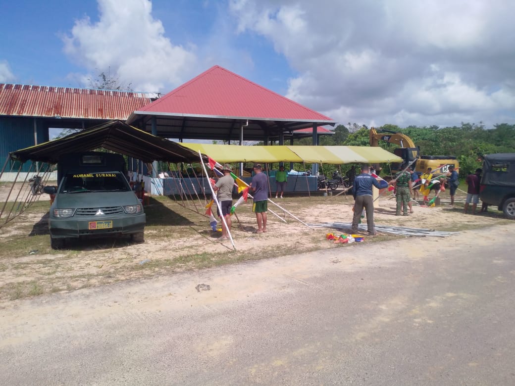 Koramil 01/Ranai Kodim 0318/Natuna Dirikan Tenda Jelang Peresmian Pra TMMD Ke 110