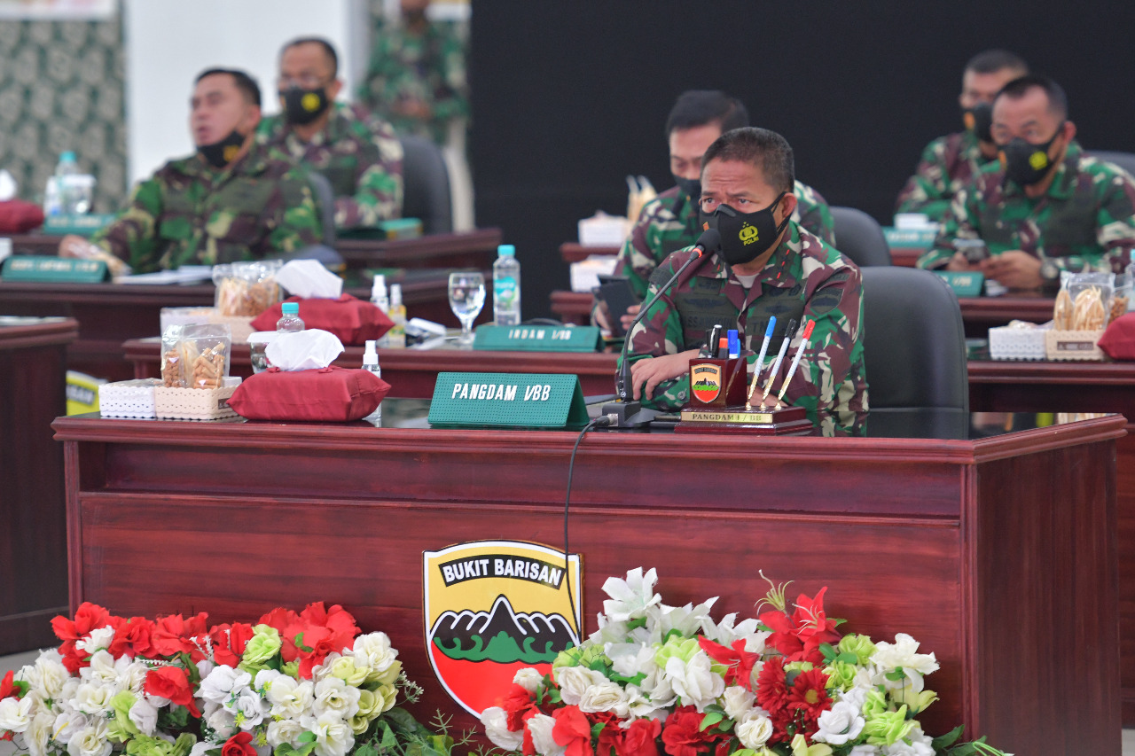 Pangdam I/BB Ikuti Rapim TNI Tahun 2021 Secara Virtual