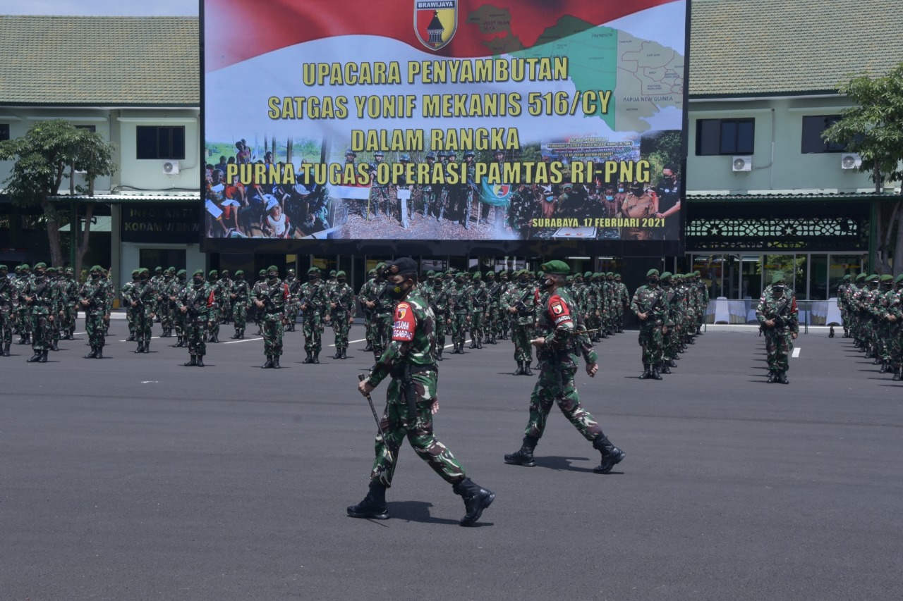 Kepala Staf Koarmada II Hadiri Upacara Penyambutan Satgas Yonif Mekanis 516/CY