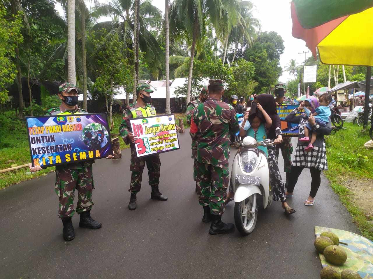 Lawan Dan Cegah Virus Covid-19, Koramil Jajaran Kodim 1002/Barabai Laksanakan Gakplin Prokes PPKM