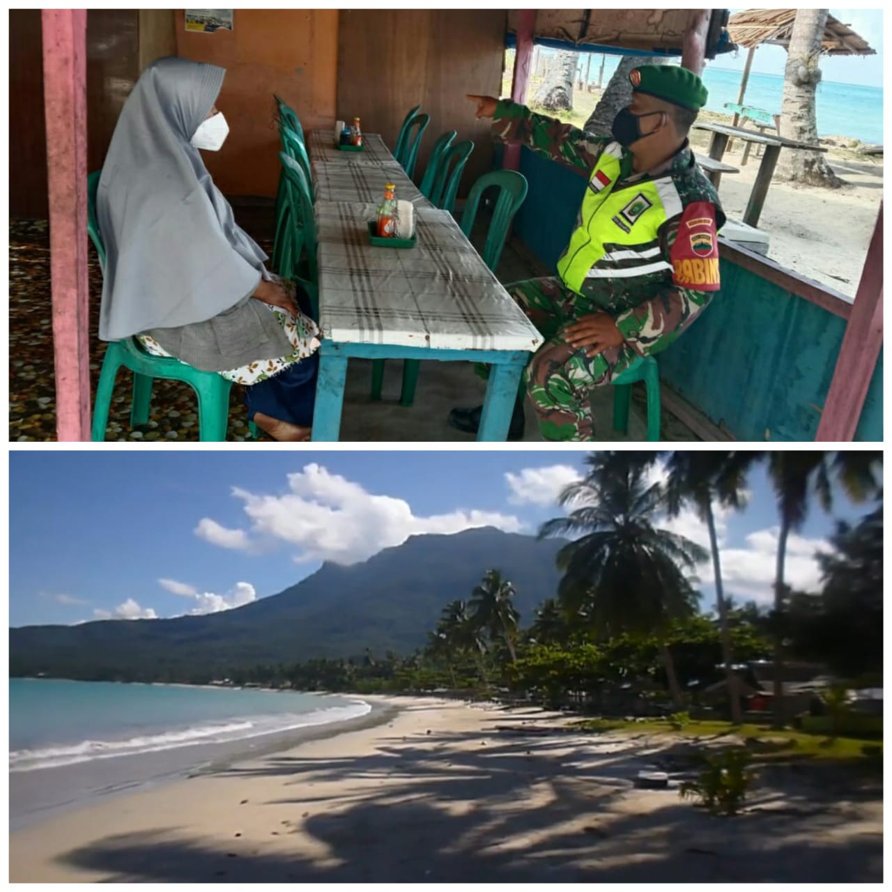 Sasaran Non Fisik TMMD ke 110/TA 2021 Natuna, Babinsa Eksplore Obyek Wisata Pantai Teluk Selahang Di Desa Limau Manis