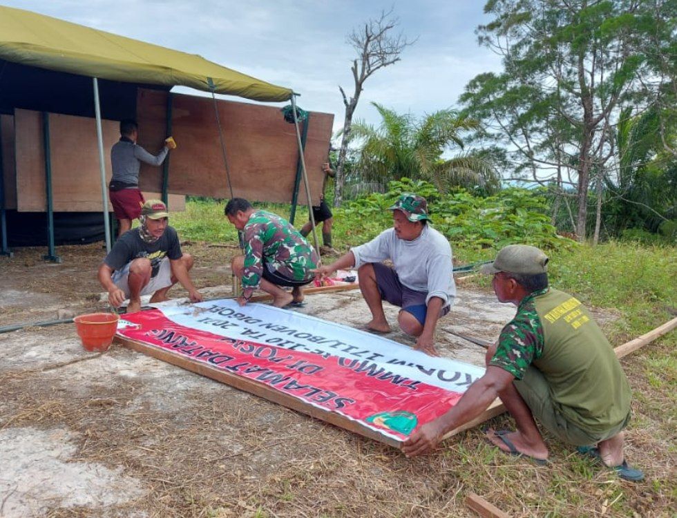 Satgas Bangun Posko Utama TMMD ke 110 Boven Digoel