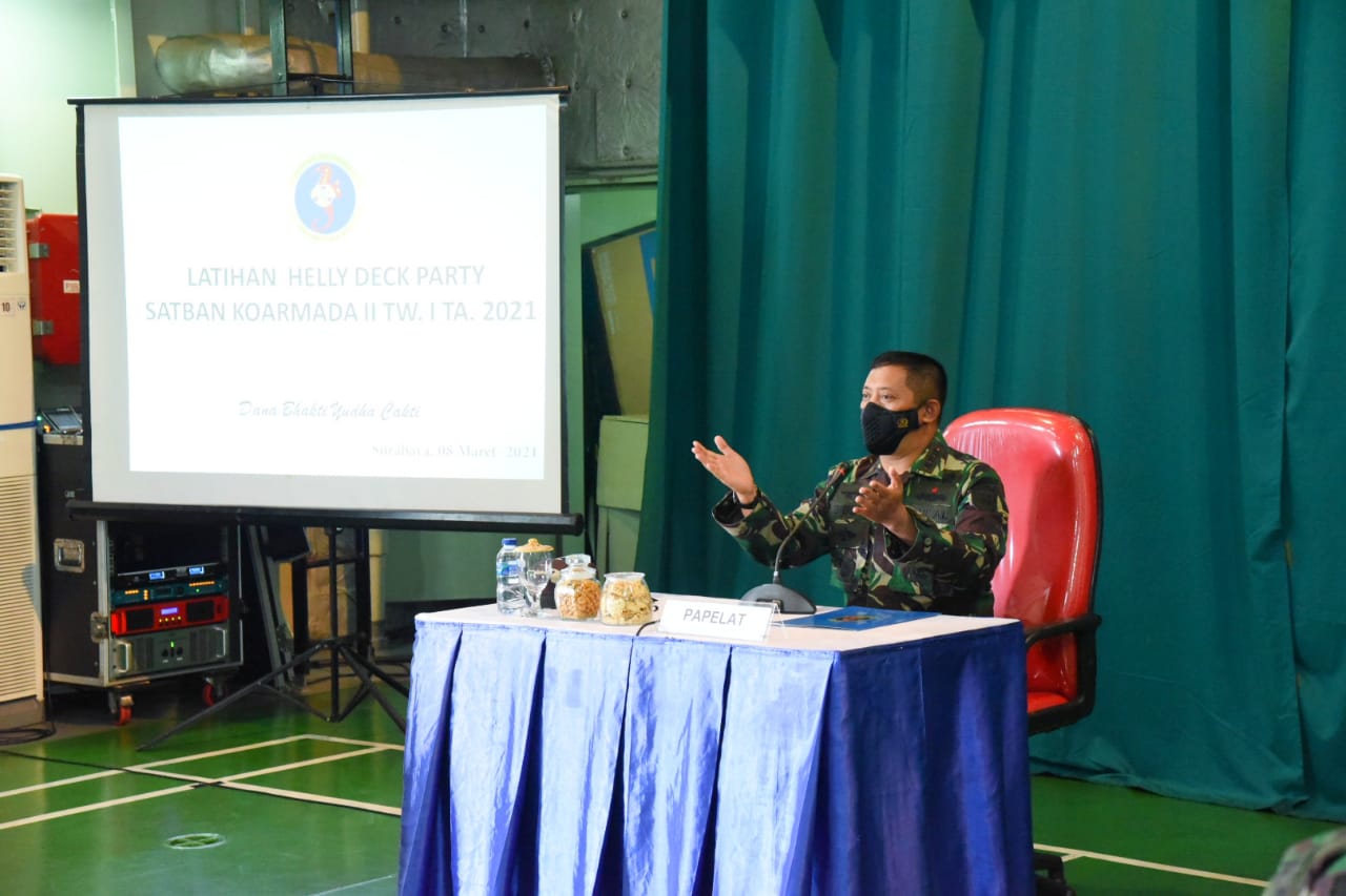 Dan Satban Koarmada II “Briefing Awal” Latihan Helly Deck Party Di KRI dr. Soeharso-990