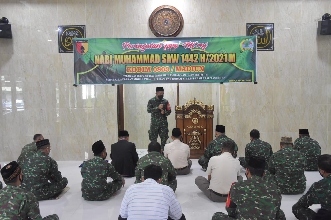 Kodim 0803/Madiun Gelar Peringatan Isra’ Mi’raj Nabi Muhammad SAW 1442 H/2021 M