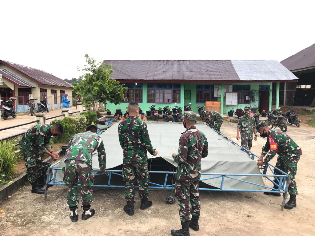 Persiapan Kunjungan Tim Wasev Ke TMMD Ke 110 Kodim 0319/Mentawai Dirikan Tenda