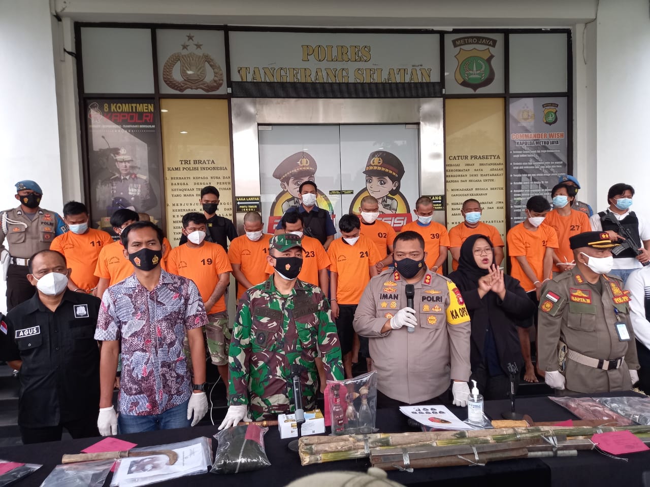 Dandim 0506/Tgr Hadiri Press Release Pengungkapan Pengeroyokan Ormas