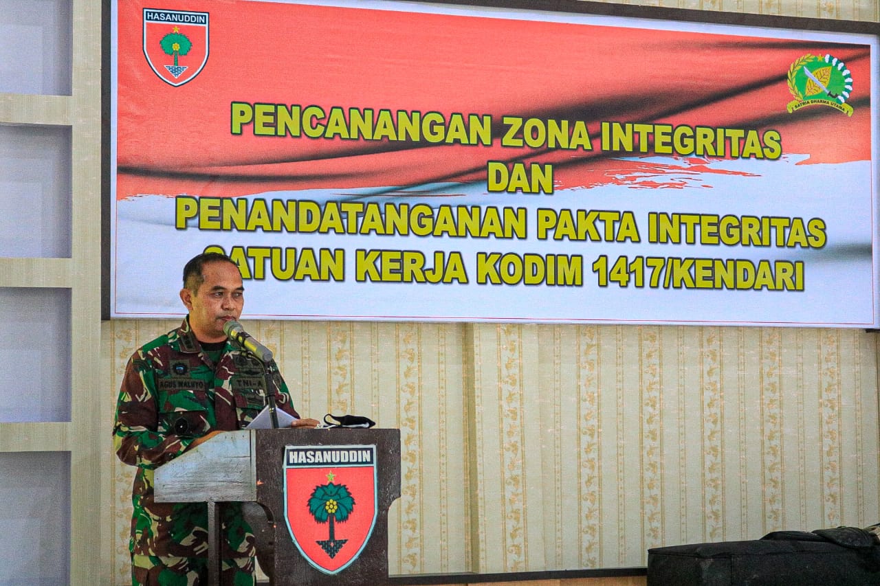 Kodim 1417/Kendari Gelar Pencanangan Zona Integritas dan Penandatanganan Pakta Integritas