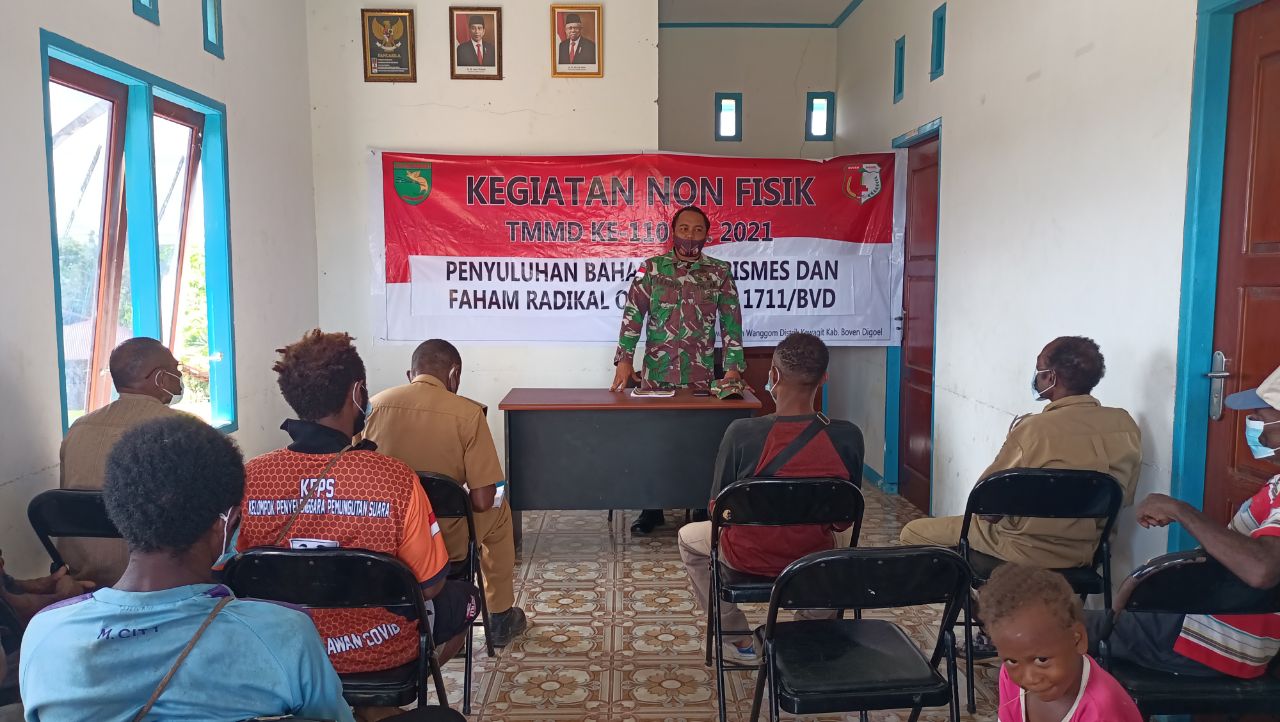 Satgas TMMD ke 110 Kodim 1711/Boven Digoel Berikan Penyuluhan Bahayanya Terorisme dan Radikalisme