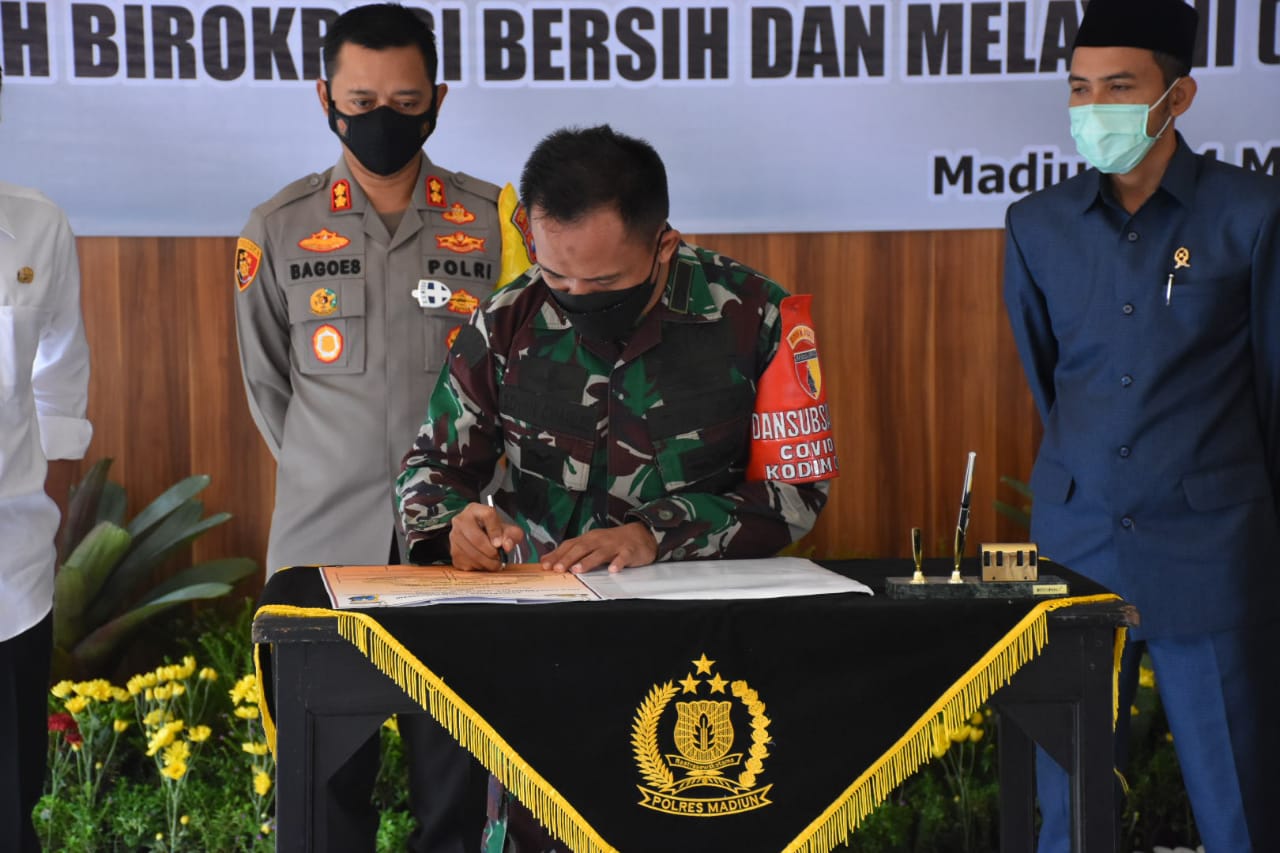 Dandim 0803/Madiun, Hadiri Pencanangan Zona Integritas Di Polres Madiun