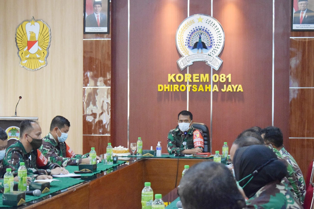 Korem 081/DSJ Gelar Rakor Pemantauan PPKM Mikro Tahap IV