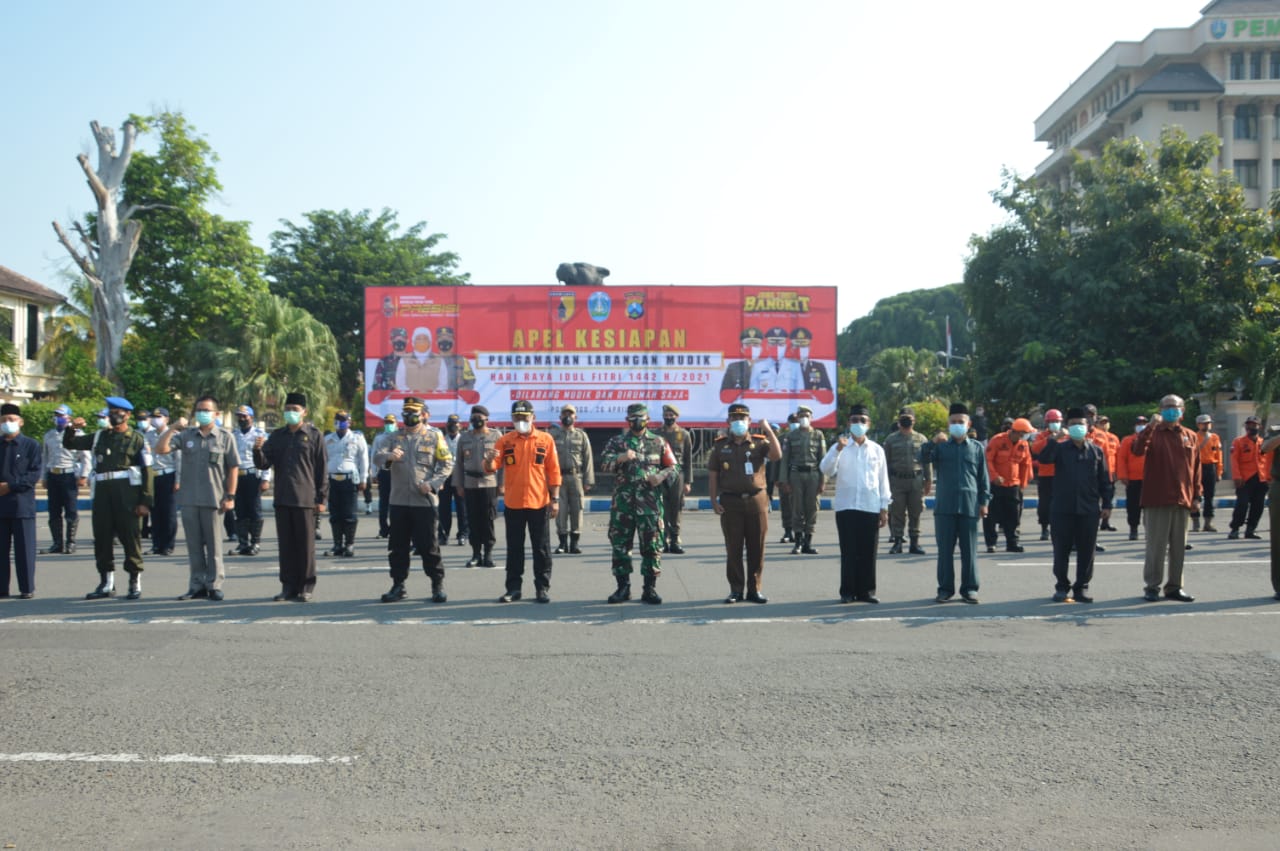 Dandim 0802/Ponorogo Hadiri Apel Kesiapan Pengamanan Larangan Mudik Hari Raya Idul Fitri 1442 H