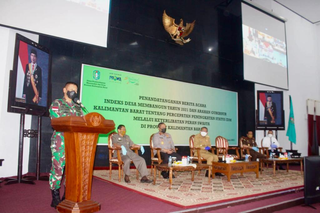 Hadiri Penandatanganan IDM, Pangdam XII/Tpr : Pembangunan Desa di Provinsi Kalbar, Perlu Kerjasama Antar Stakeholder