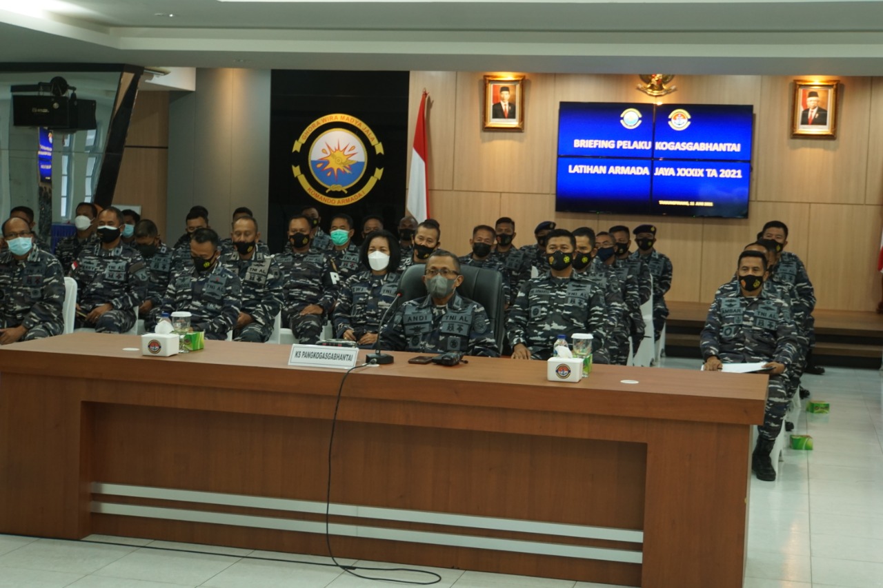 Lantamal IV Sebagai Kogasgabhantai Ikuti Briefing Pelaku Latihan Armada Jaya XXXIX TA 2021