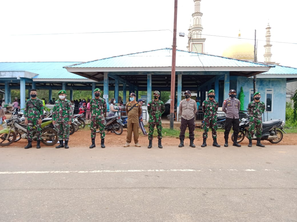 Prajurit TNI Yonif 642 Laksanakan Penerapan Prokes dan Kampanye Pencegahan Covid-19