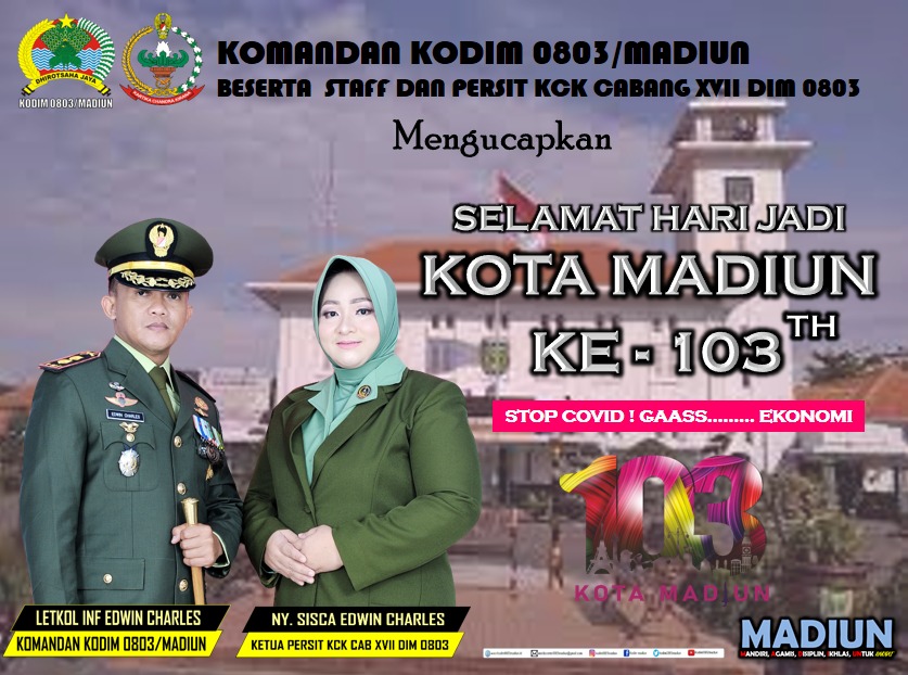 HUT Kota Madiun Ke 103, Dandim Madiun : Selamat Ulang Tahun Kota Pendekar, Terus Maju dan Berkembang