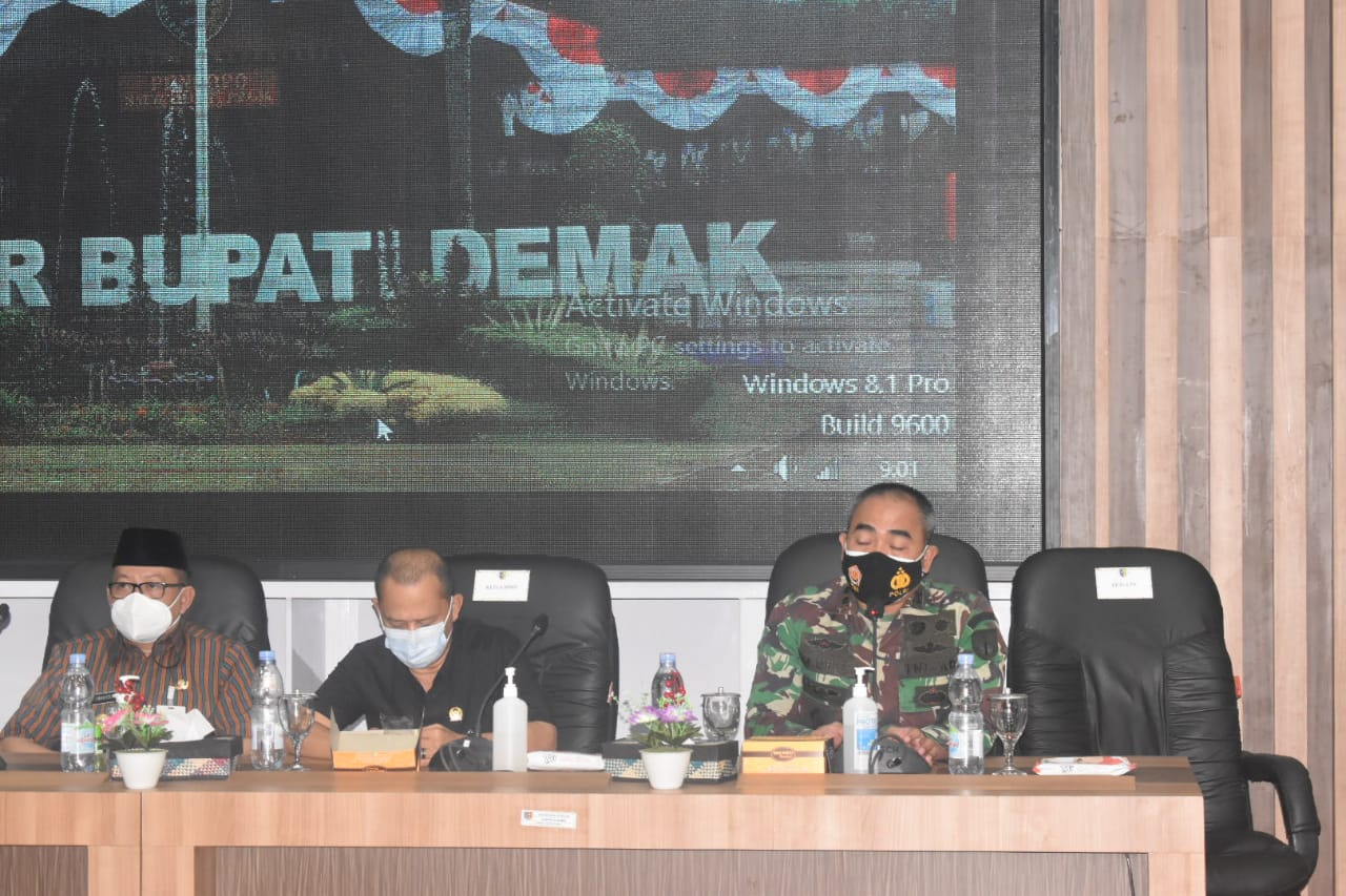 Dandim Demak Hadiri Rakor Evaluasi Penanganan Covid-19 Kabupaten Demak