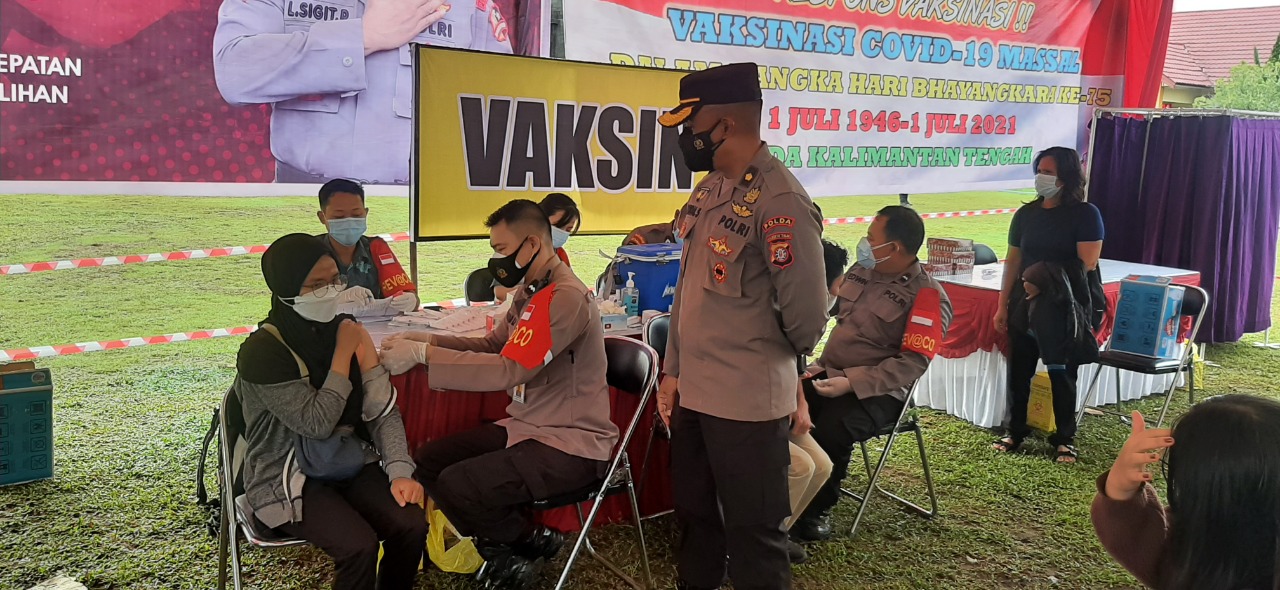 Peringati Hari Bhayangkara, Polda Kalteng Gelar Vaksinasi Massal Dengan Target 1000 Orang