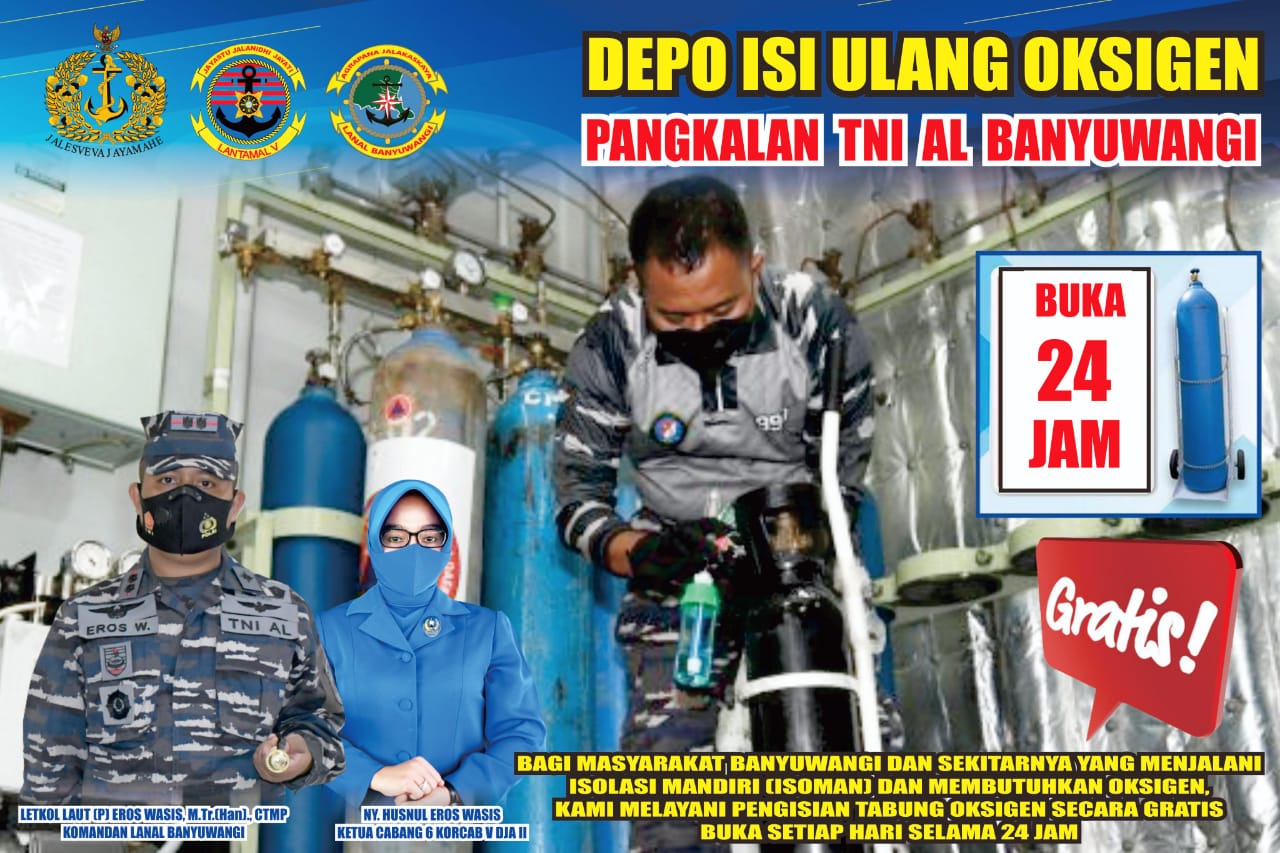 Depo Isi Ulang Oksigen 24 jam GRATIS akan segera hadir di Mako Pangkalan TNI AL Banyuwangi