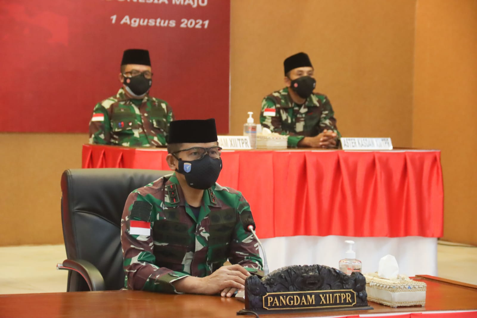 Pangdam XII/Tpr Ikuti Zikir dan Do’a Kebangsaan 76 Tahun Indonesia Merdeka Secara Virtual