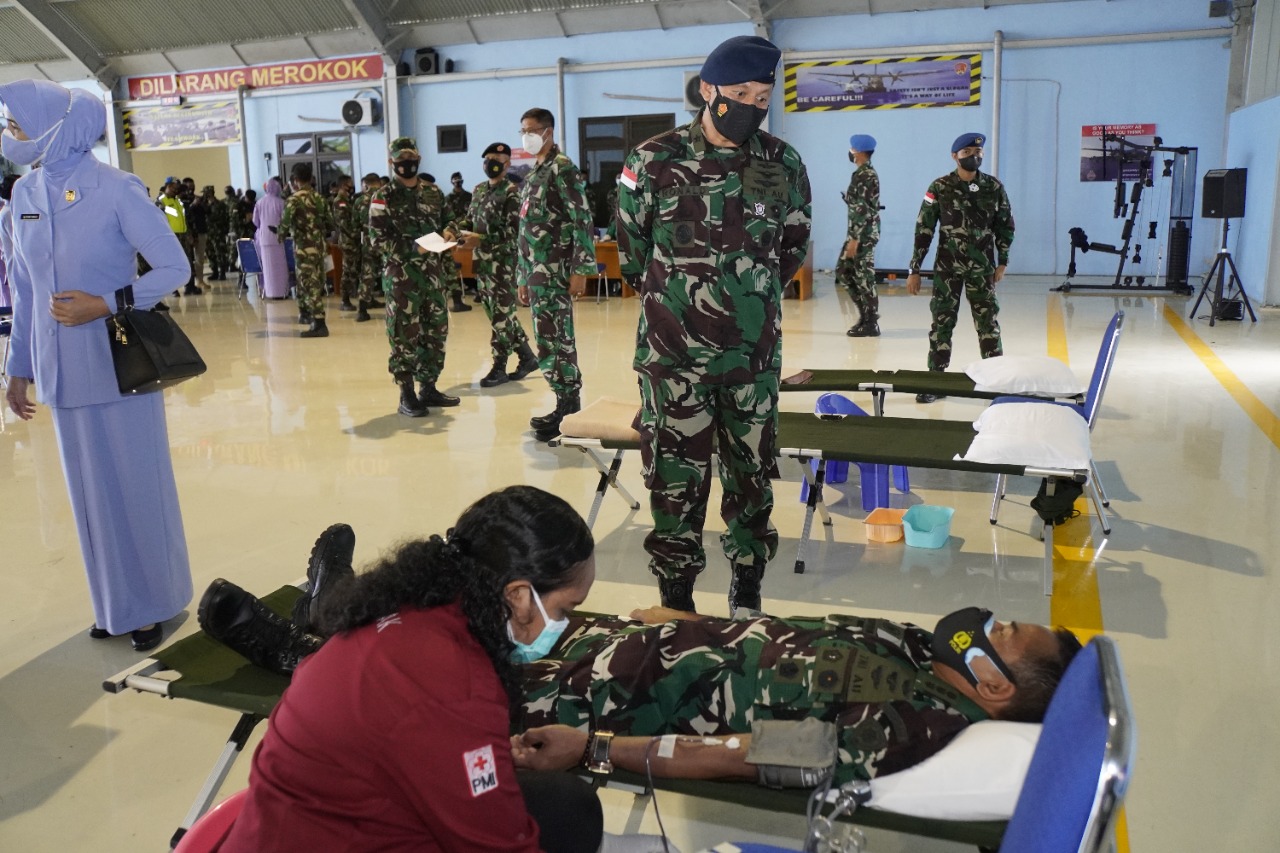 Donor Darah Gabungan TNI AU Biak Papua, Sumbangkan 98 Kantong Darah