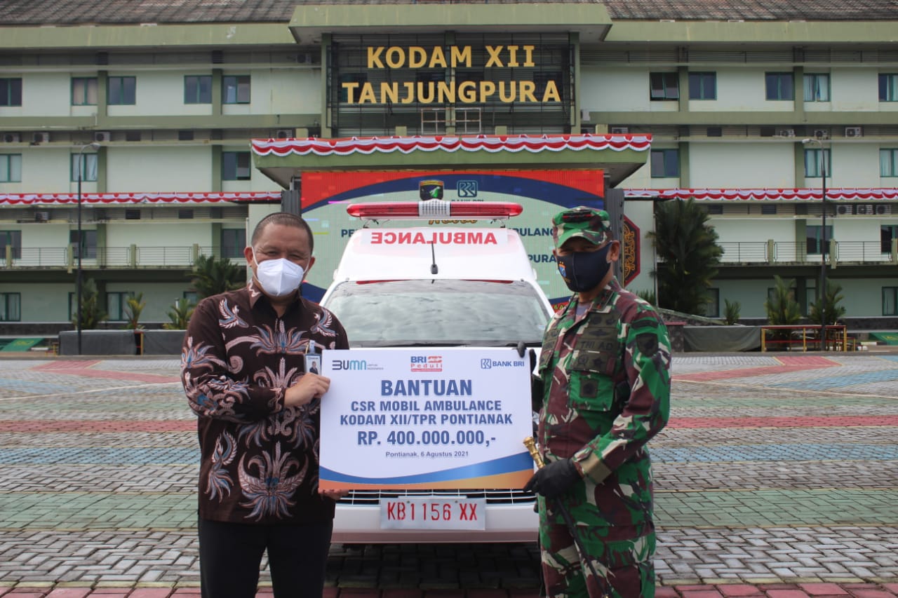 Kodam XII/Tpr Terima Bantuan Ambulance dari PT. BRI (Persero)