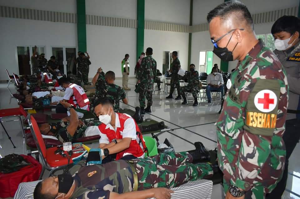 HUT Ke-74, Korem 043/Gatam Adakan Donor Darah