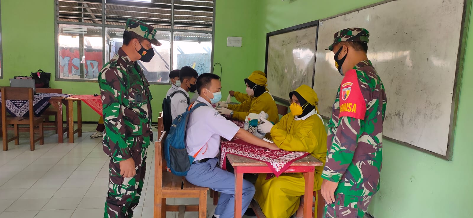 Jelang PTM Kodim 0803/Madiun Gelar Serbuan Vaksinasi Bagi Pelajar