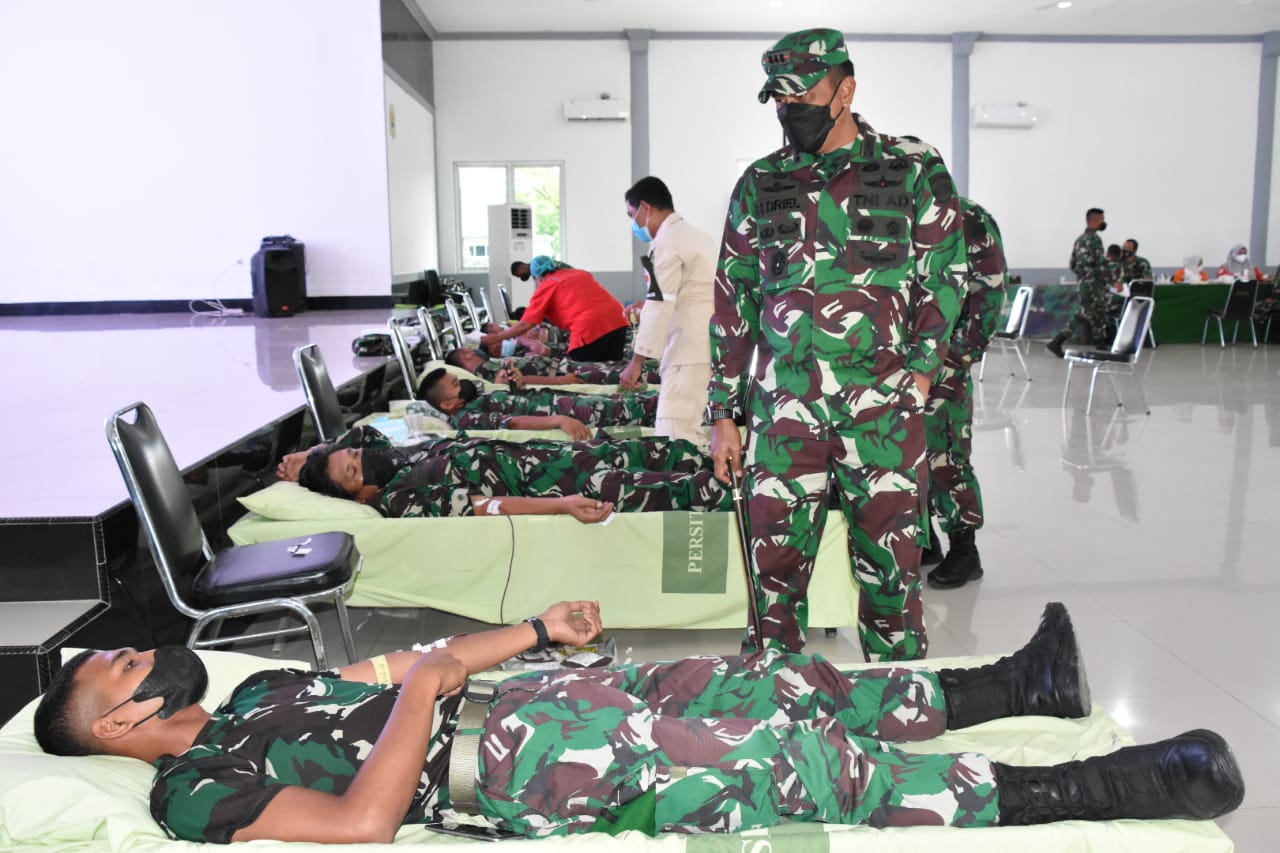 Sambut HUT TNI Ke 76 Tahun 2021, Korem 023/KS Gelar Donor Darah