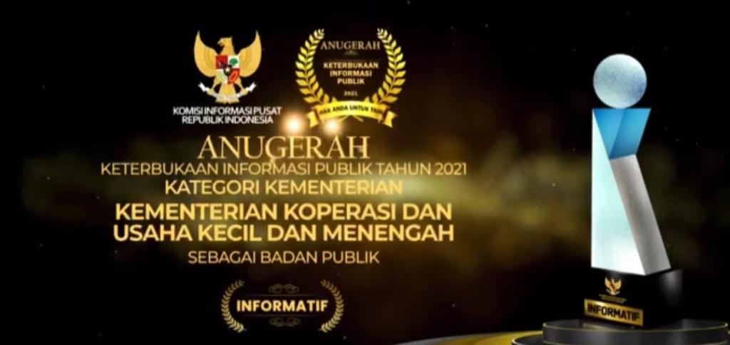 KemenKopUKM Raih Anugerah KIP 2021 Klasifikasi Badan Publik Informatif