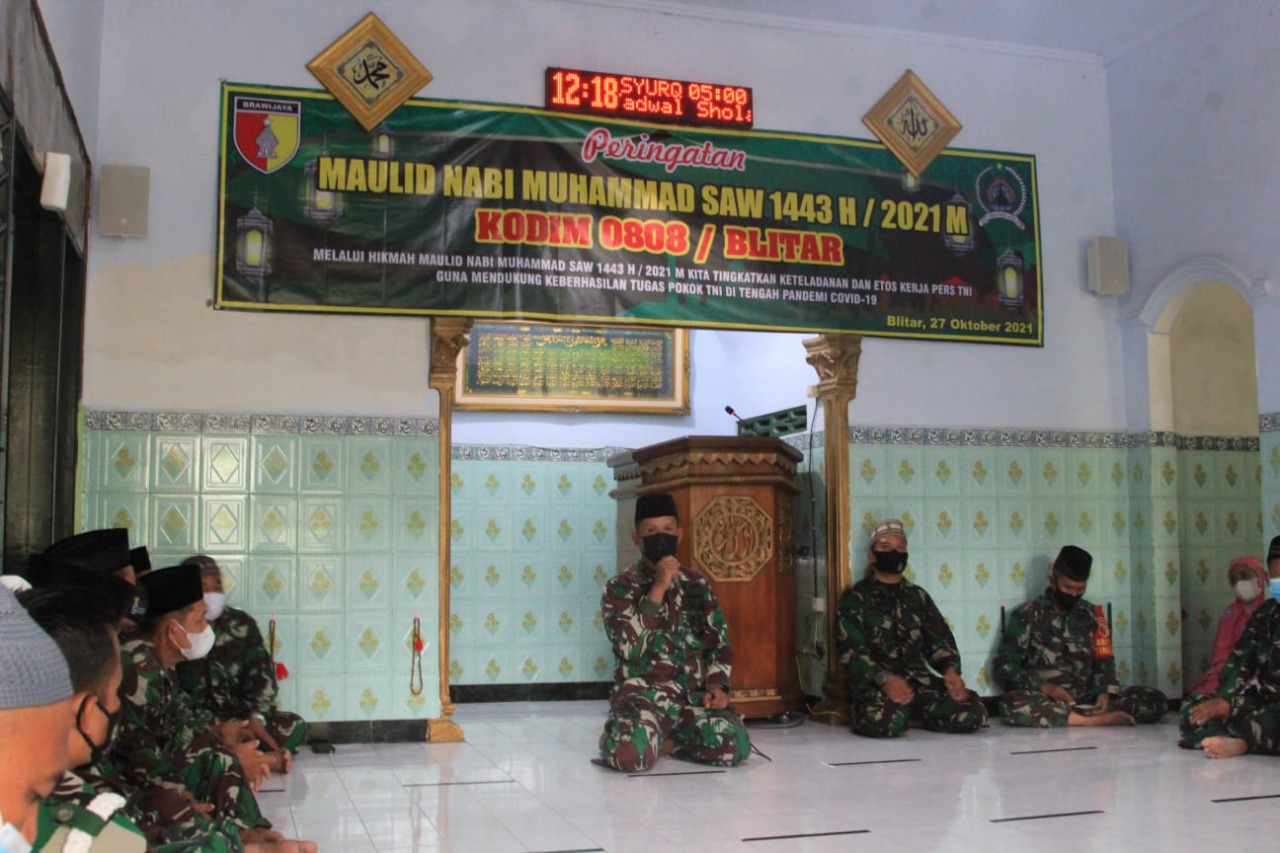 Kodim 0808/Blitar Peringati Maulid Nabi Muhammad SAW 1443 H / 2021 M