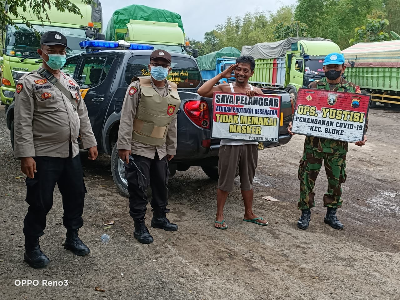 Koramil Sluke Bersama Polsek Gelar Operasi Yustisi Penegakan Prokes