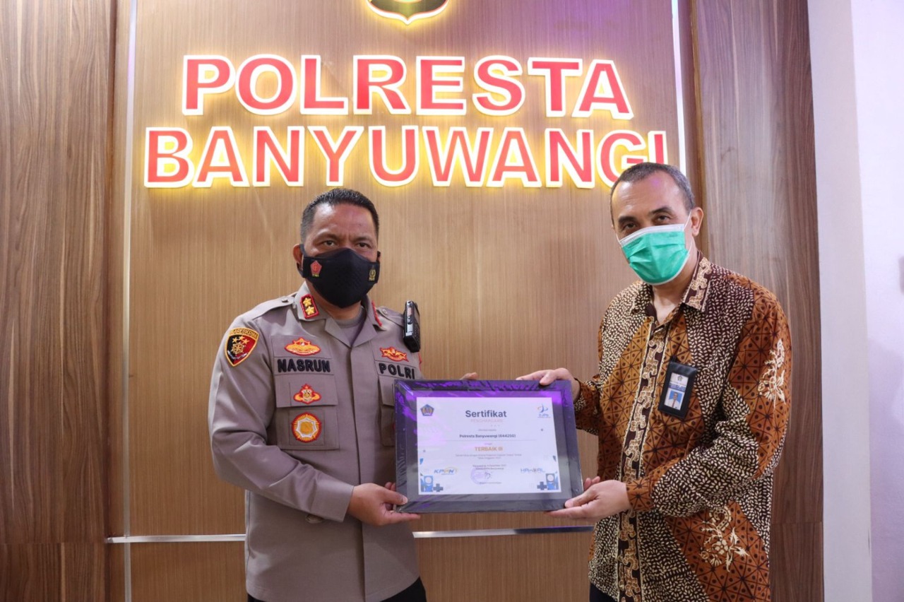 Polresta Banyuwangi Terima Penghargaan Terbaik Pertama dari KPPN Banyuwangi